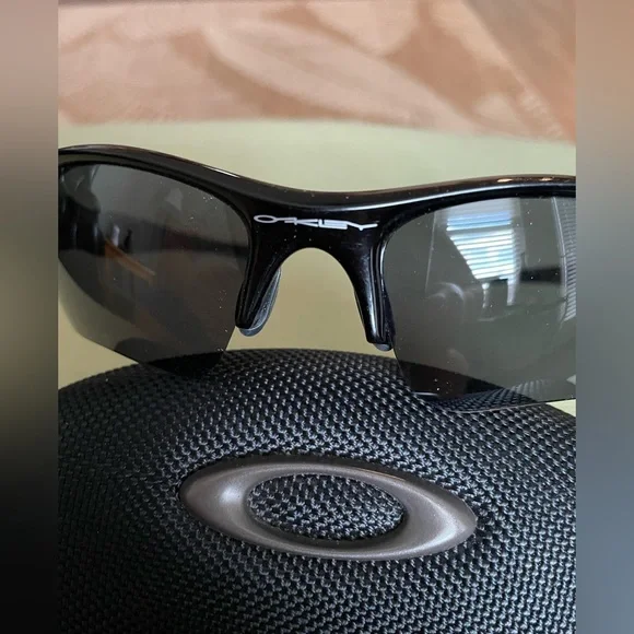 Oakley Polarized Flak 12-903 Polished Black Men's Sunglasses & Zip Case
